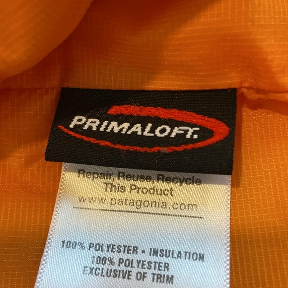 Rare Patagonia vintage Micro Puff Primaloft Hoodie Full Zip Jacket M Med Orange - Picture 8 of 14
